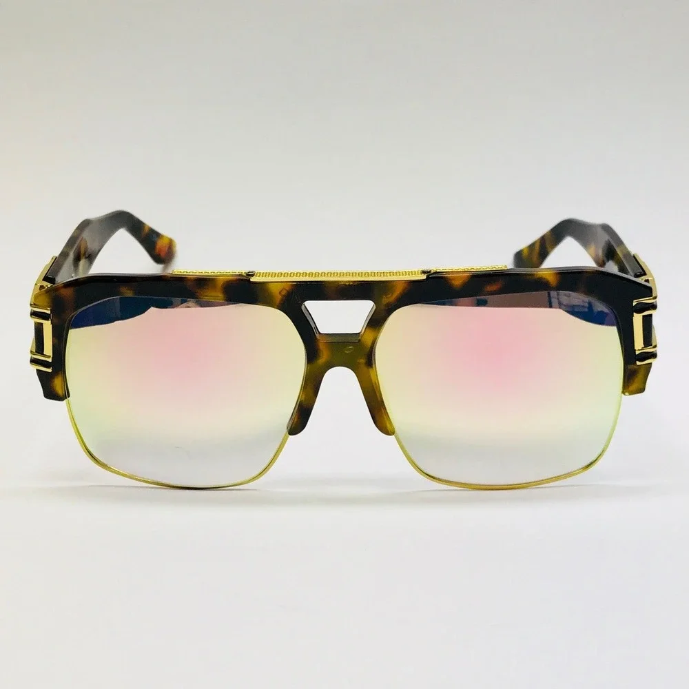 Aviator Sunglasses Tortoise Gold Accents Pink Mirrored Lens Fashion Shades Gafas